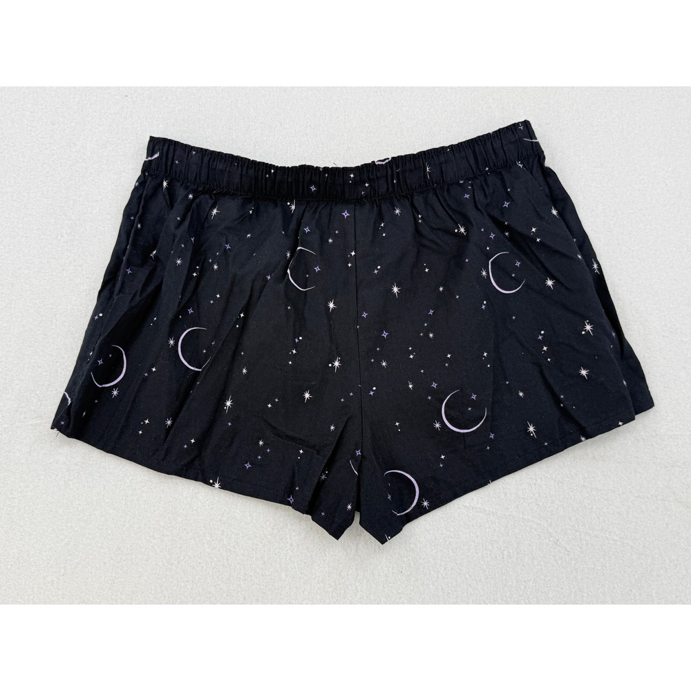 Hyde and EEK Women's Pajama Short XXL Celestial Moon and Star Print Black Purple